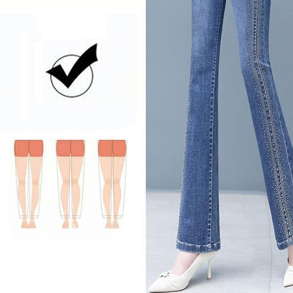49 % alennus!👖Naisten korkeavyötäröiset joustavat kellopohjat farkut