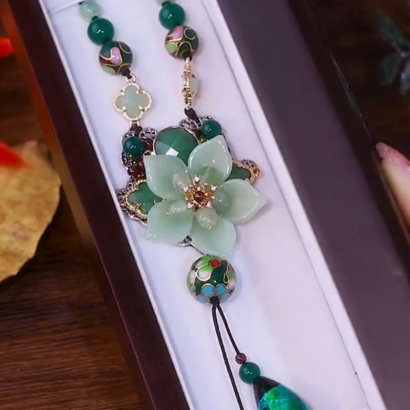 Naisten muoti vihreä Lotus kaulakoru