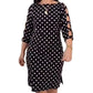 Naisten Polka Dot Cutout hihan polvipituinen mekko
