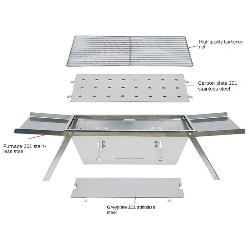 🔥Ruostumaton teräksinen taitettava ulkogrilli