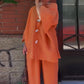 Women's Relaxed Fit Top & Wide Leg Pants Set