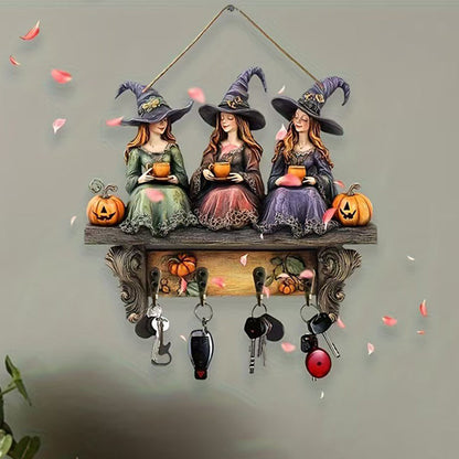 Lumoava Halloween-noitien seinäkoriste koukuilla