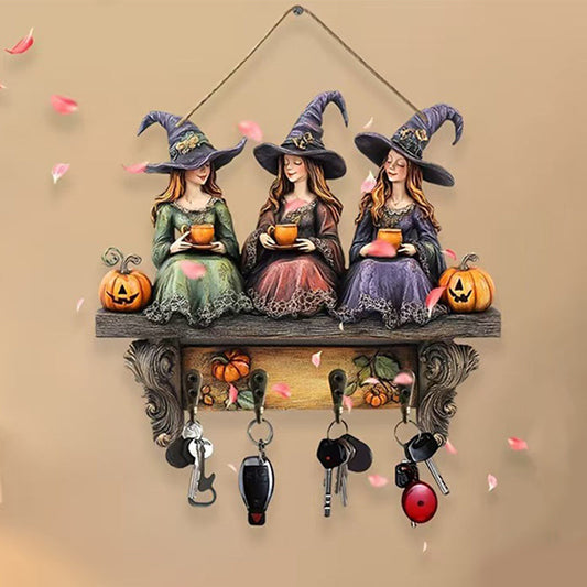 Lumoava Halloween-noitien seinäkoriste koukuilla