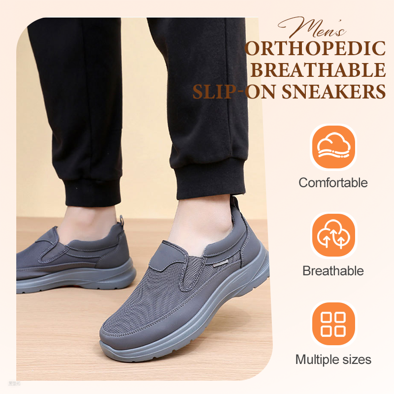 👟50% OFF NOW! ✨ Men's Orthopedic Breathable Slip-On Sneakers - Arch Support with Memory Foam Insoles for All-Day Comfort 🏃‍♂️💨