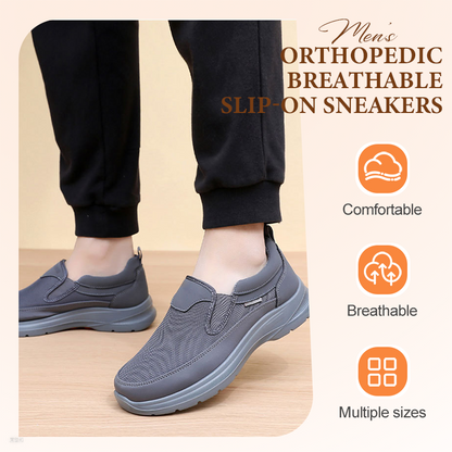 👟50% OFF NOW! ✨ Men's Orthopedic Breathable Slip-On Sneakers - Arch Support with Memory Foam Insoles for All-Day Comfort 🏃‍♂️💨