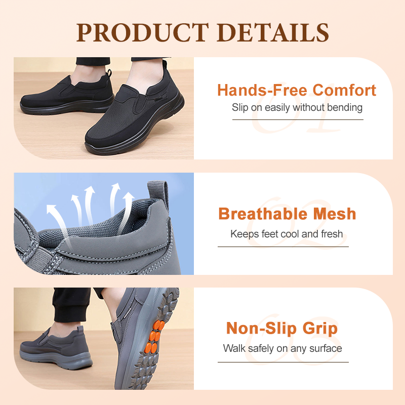 👟50% OFF NOW! ✨ Men's Orthopedic Breathable Slip-On Sneakers - Arch Support with Memory Foam Insoles for All-Day Comfort 🏃‍♂️💨