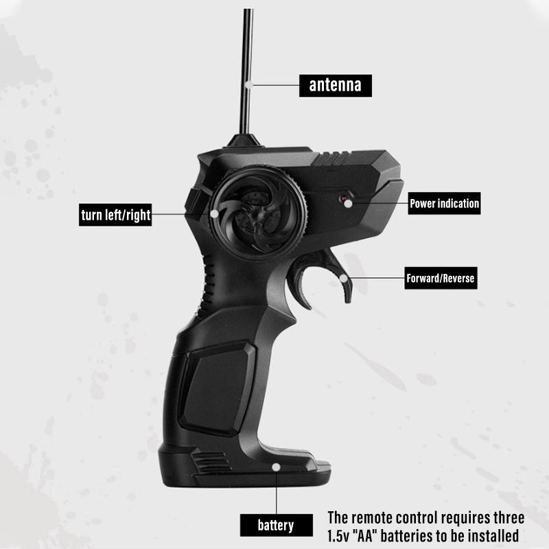 Lasten seos, joka kiipeää nelivetoiseen RC-autoon