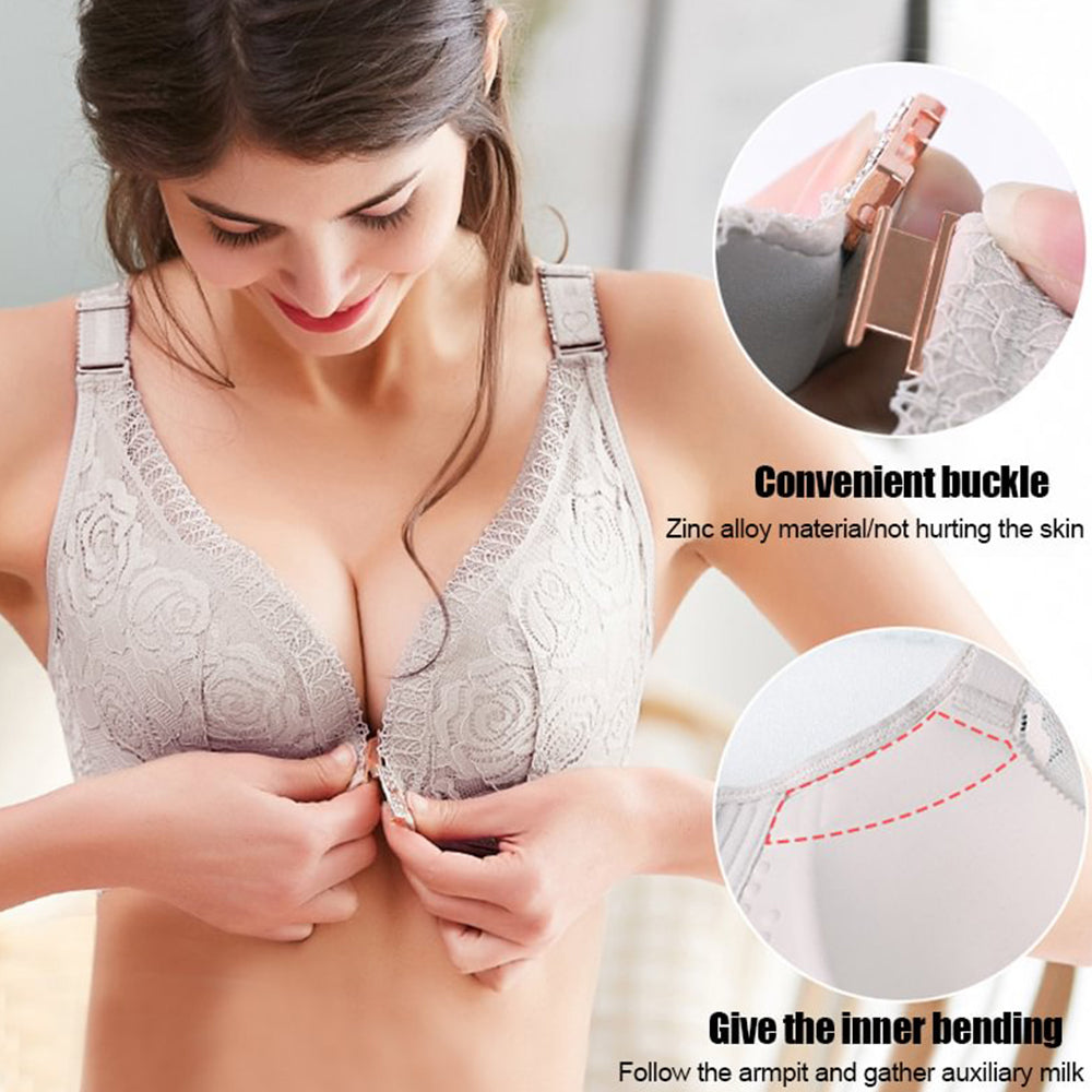 Seksikäs Rose kirjonta edessä sulkeminen Wirefree Bra