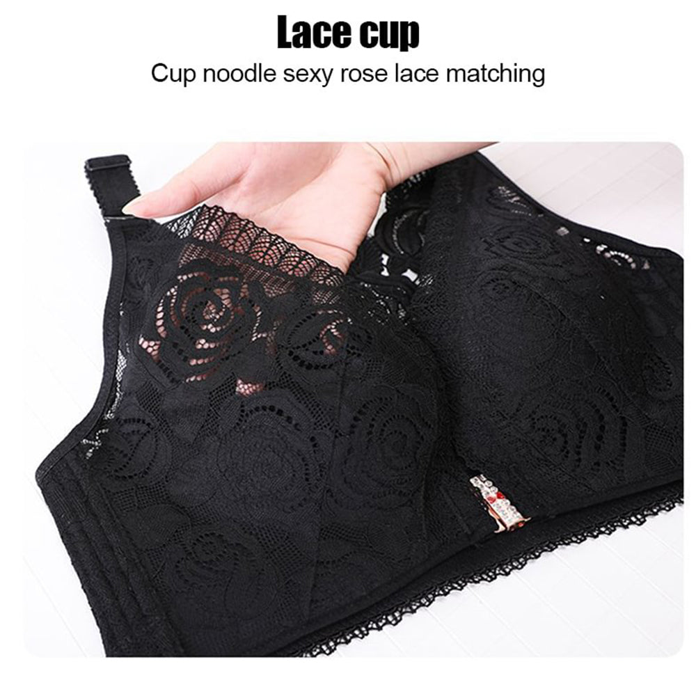 Seksikäs Rose kirjonta edessä sulkeminen Wirefree Bra