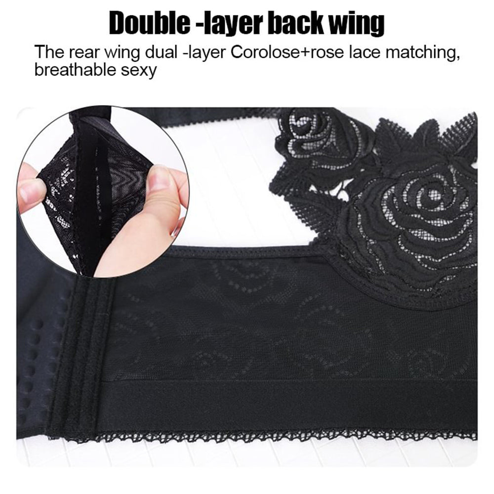 Seksikäs Rose kirjonta edessä sulkeminen Wirefree Bra