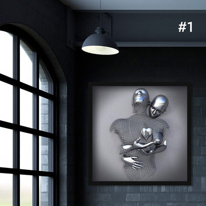 3D Metal Character Statue Art Wall Decoration