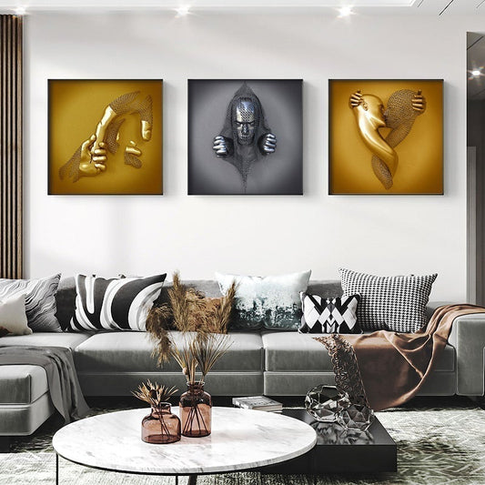 3D Metal Character Statue Art Wall Decoration