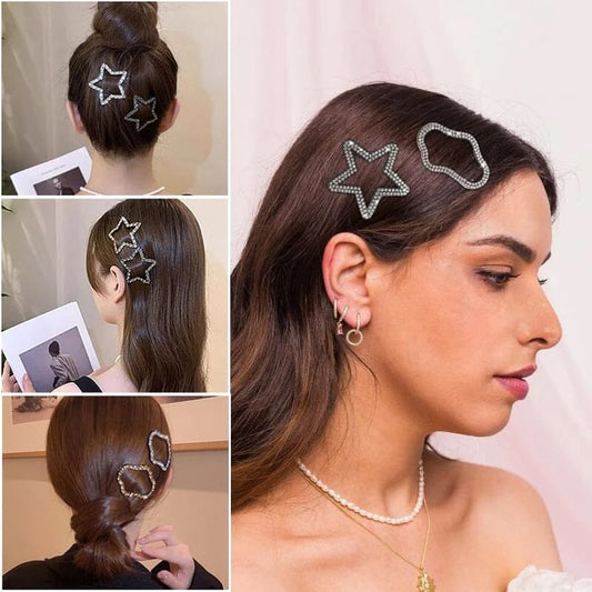 🔥Rhinestone Bling Snap Hårklämma Hårspännen