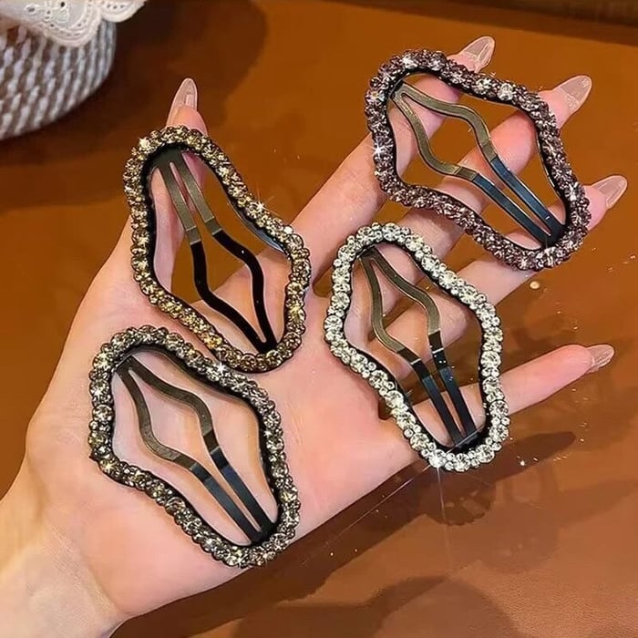 🔥Rhinestone Bling Snap Hårklämma Hårspännen