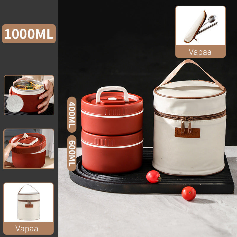 Mikroaaltouunissa ruostumattomasta teräksestä valmistettu eristetty lounasrasia