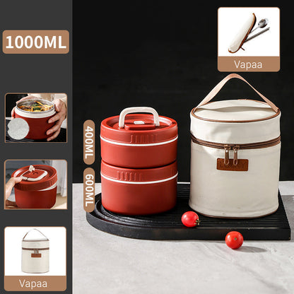 Mikroaaltouunissa ruostumattomasta teräksestä valmistettu eristetty lounasrasia