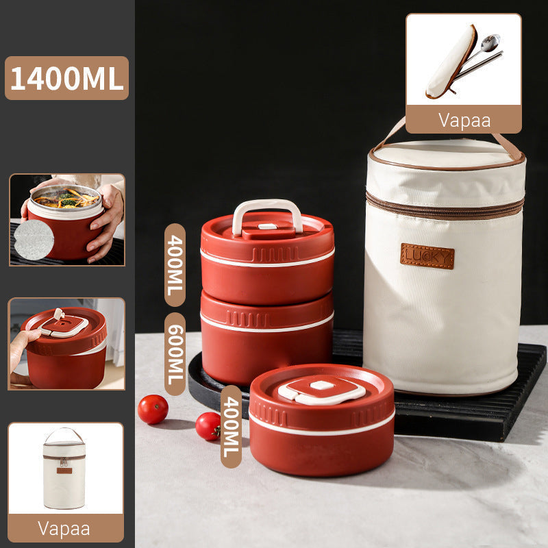 Mikroaaltouunissa ruostumattomasta teräksestä valmistettu eristetty lounasrasia