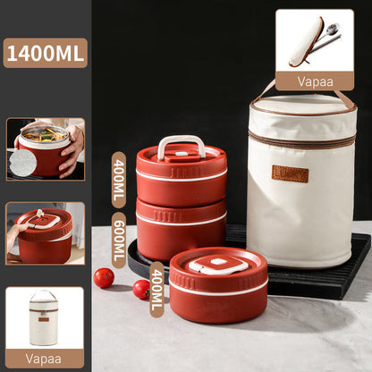 Mikroaaltouunissa ruostumattomasta teräksestä valmistettu eristetty lounasrasia