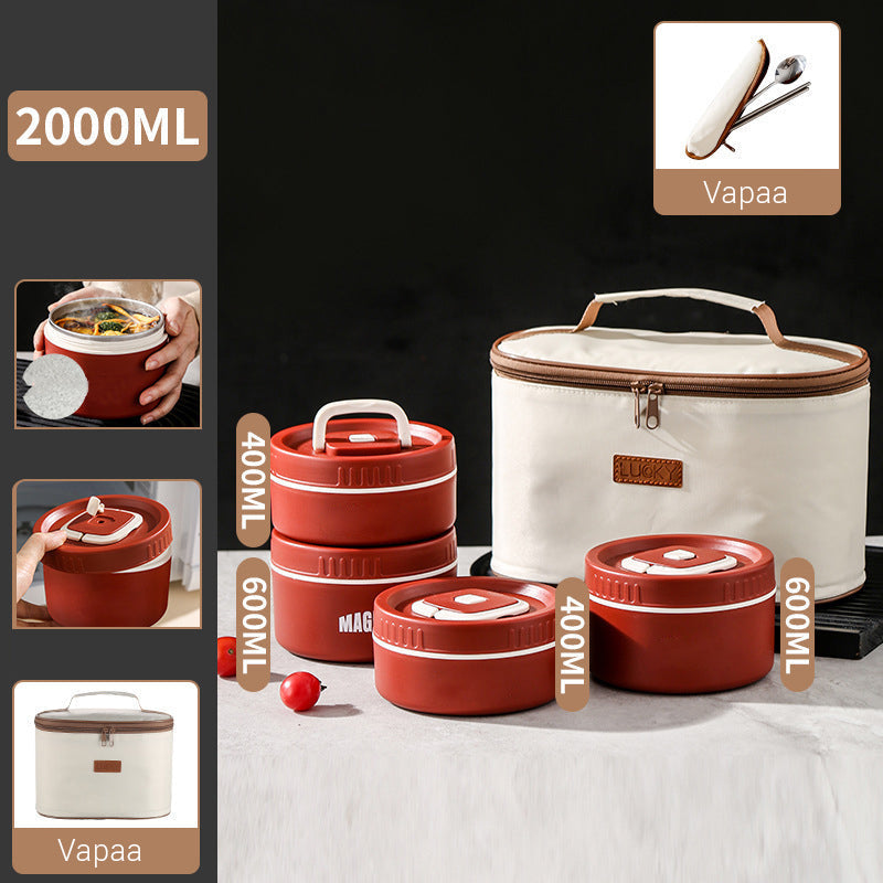 Mikroaaltouunissa ruostumattomasta teräksestä valmistettu eristetty lounasrasia