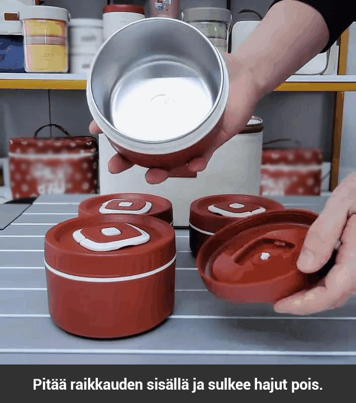 Mikroaaltouunissa ruostumattomasta teräksestä valmistettu eristetty lounasrasia