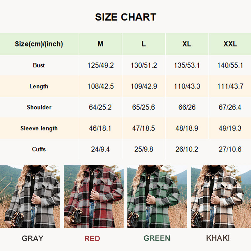 🔥KUUMA MYYNTI🔥🎁[Paras lahja hänelle] Naisten ruudullinen tulostus pitkähihainen lämmin tweed-takki