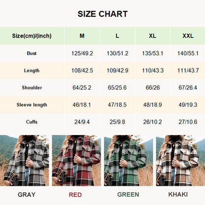 🔥KUUMA MYYNTI🔥🎁[Paras lahja hänelle] Naisten ruudullinen tulostus pitkähihainen lämmin tweed-takki