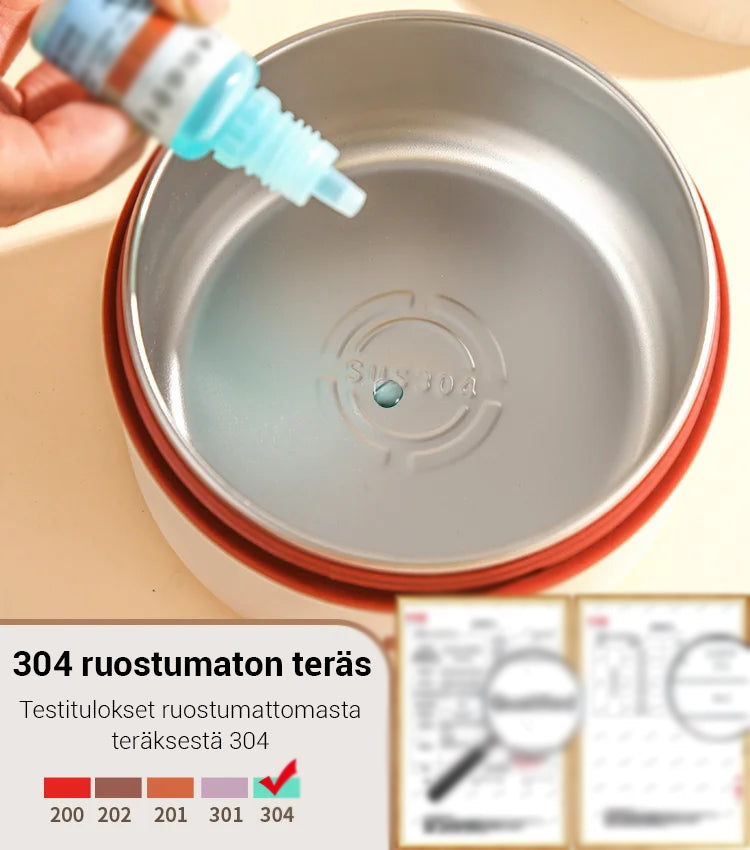 Mikroaaltouunissa ruostumattomasta teräksestä valmistettu eristetty lounasrasia