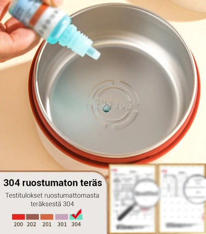 Mikroaaltouunissa ruostumattomasta teräksestä valmistettu eristetty lounasrasia