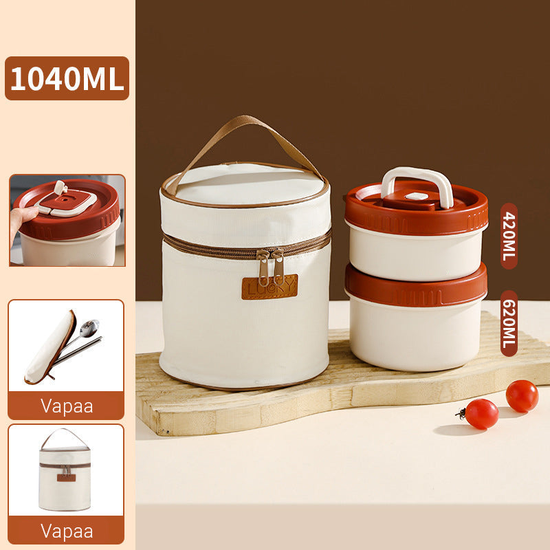 Mikroaaltouunissa ruostumattomasta teräksestä valmistettu eristetty lounasrasia