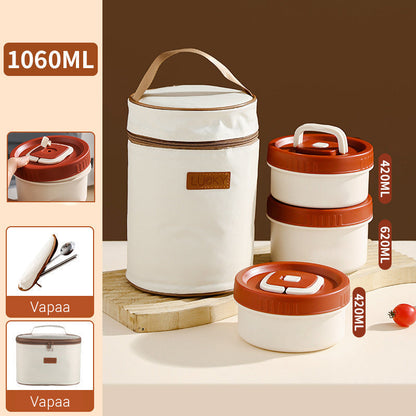 Mikroaaltouunissa ruostumattomasta teräksestä valmistettu eristetty lounasrasia