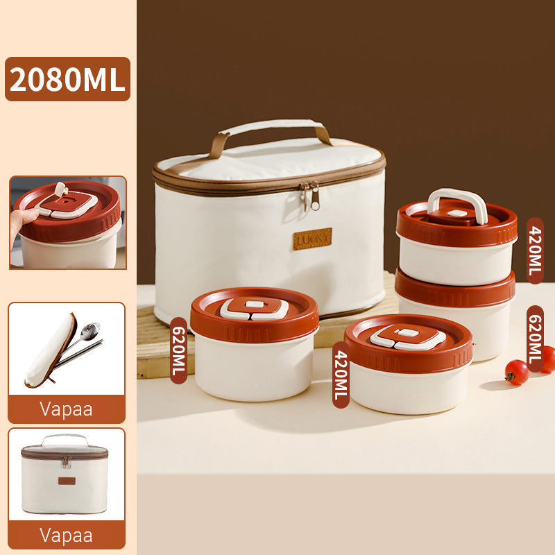 Mikroaaltouunissa ruostumattomasta teräksestä valmistettu eristetty lounasrasia