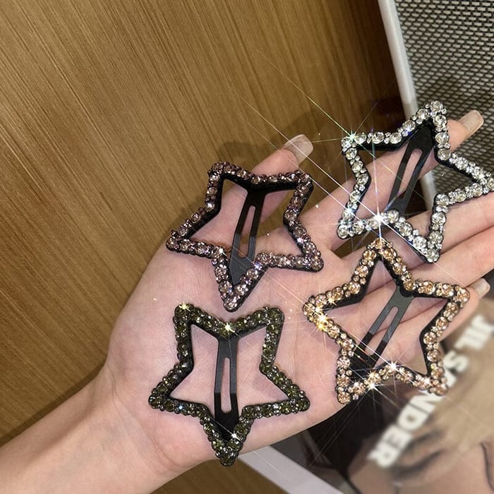 🔥Rhinestone Bling Snap Hårklämma Hårspännen