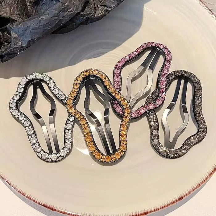 🔥Rhinestone Bling Snap Hårklämma Hårspännen