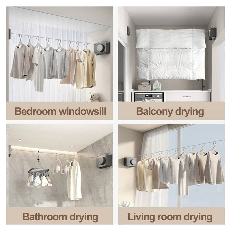 Sisätilojen sisäänvedettävä teräksinen pyykkinaru-ilmainen toimitus