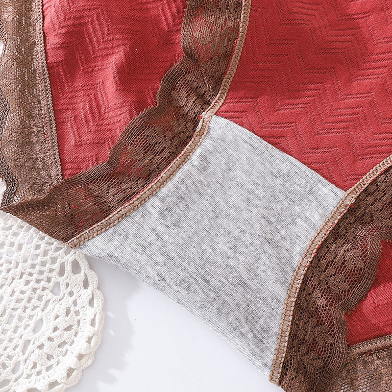 [Paras Lahja Hänelle] Naisten Puuvilla Korkeavyötäröiset Pitsialushousut