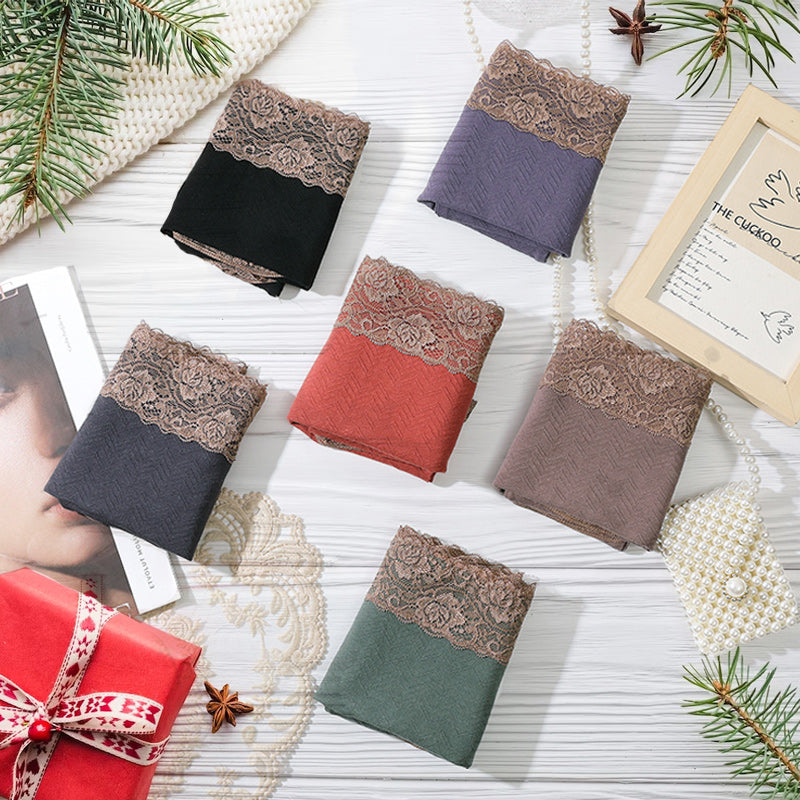 [Paras Lahja Hänelle] Naisten Puuvilla Korkeavyötäröiset Pitsialushousut