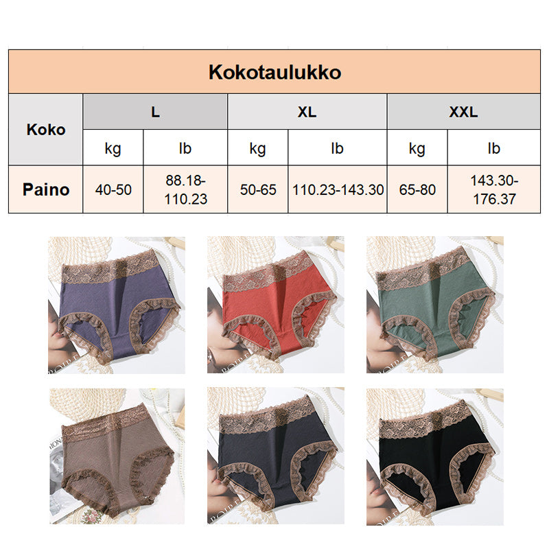 [Paras Lahja Hänelle] Naisten Puuvilla Korkeavyötäröiset Pitsialushousut