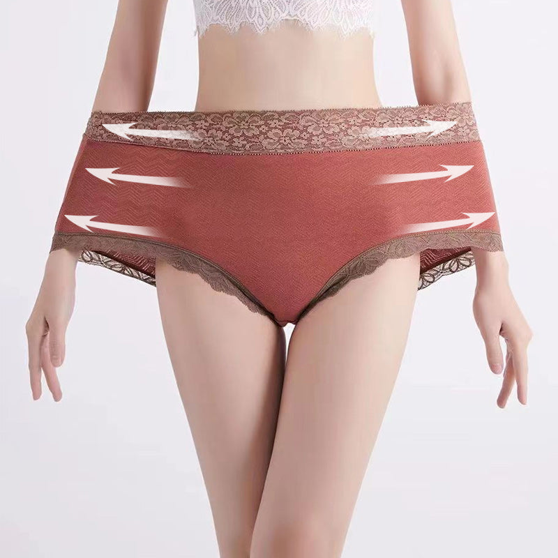 [Paras Lahja Hänelle] Naisten Puuvilla Korkeavyötäröiset Pitsialushousut