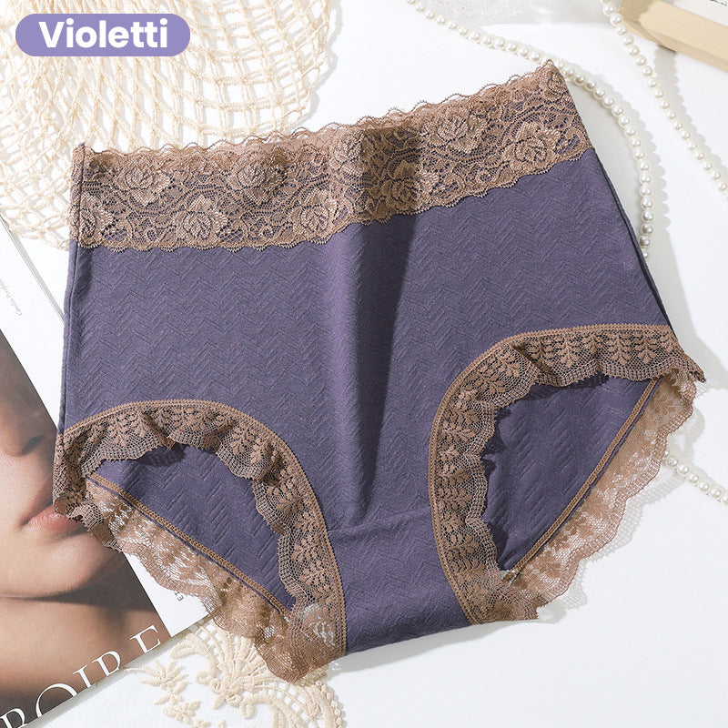 [Paras Lahja Hänelle] Naisten Puuvilla Korkeavyötäröiset Pitsialushousut