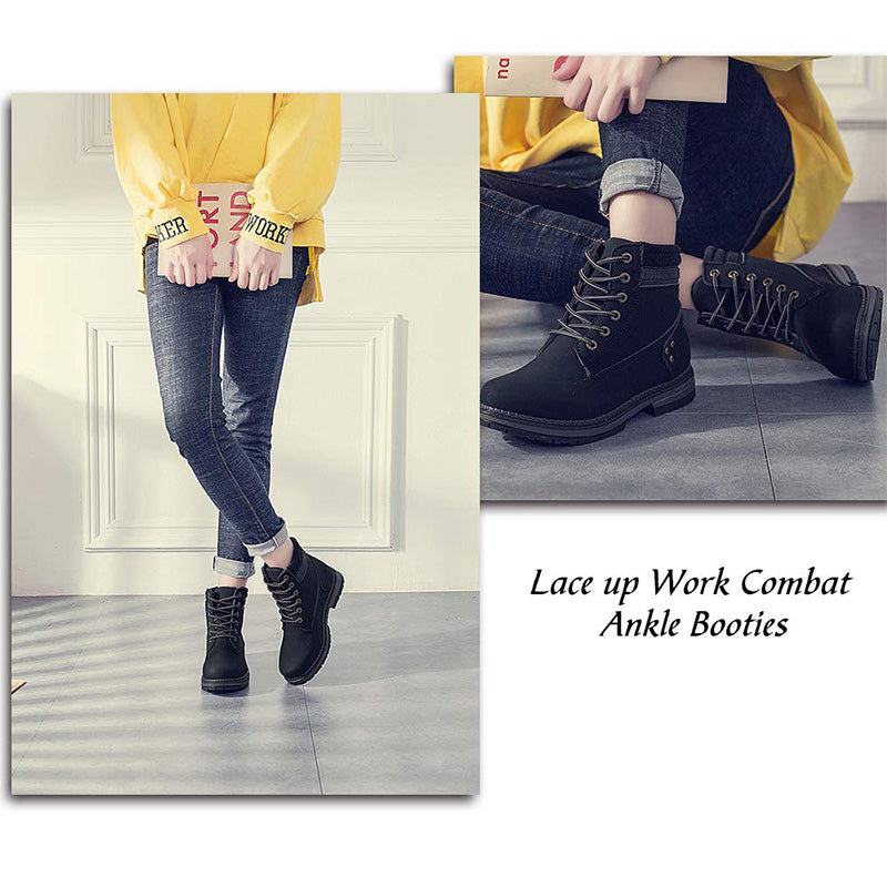Ihanteellinen lahja - Naisten työ Vedenpitävä vaellus Combat Lace up Low Heel nilkkasaappaat