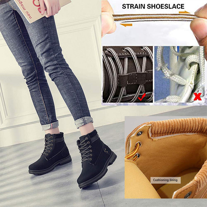 Ihanteellinen lahja - Naisten työ Vedenpitävä vaellus Combat Lace up Low Heel nilkkasaappaat
