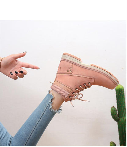 Ihanteellinen lahja - Naisten työ Vedenpitävä vaellus Combat Lace up Low Heel nilkkasaappaat