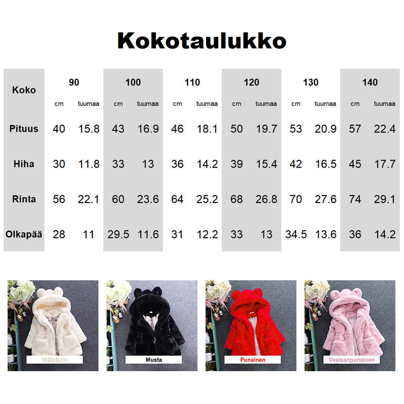 [Paras Lahja Hänelle] Tyttöjen Söpö Paksut Jäniksen Korvat Hupullinen Hupullinen Takki