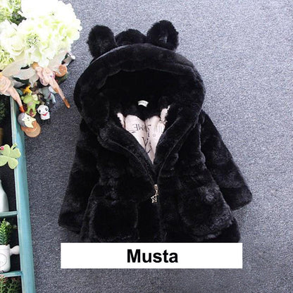 [Paras Lahja Hänelle] Tyttöjen Söpö Paksut Jäniksen Korvat Hupullinen Hupullinen Takki