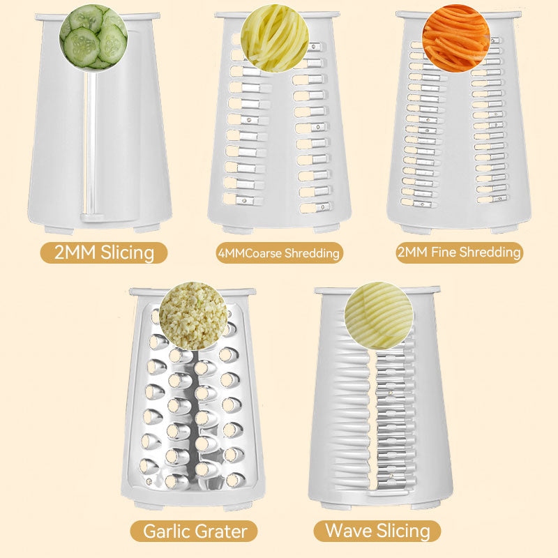 Multifunctionele keukengroente handmatige roterende hakset - met 5 messen