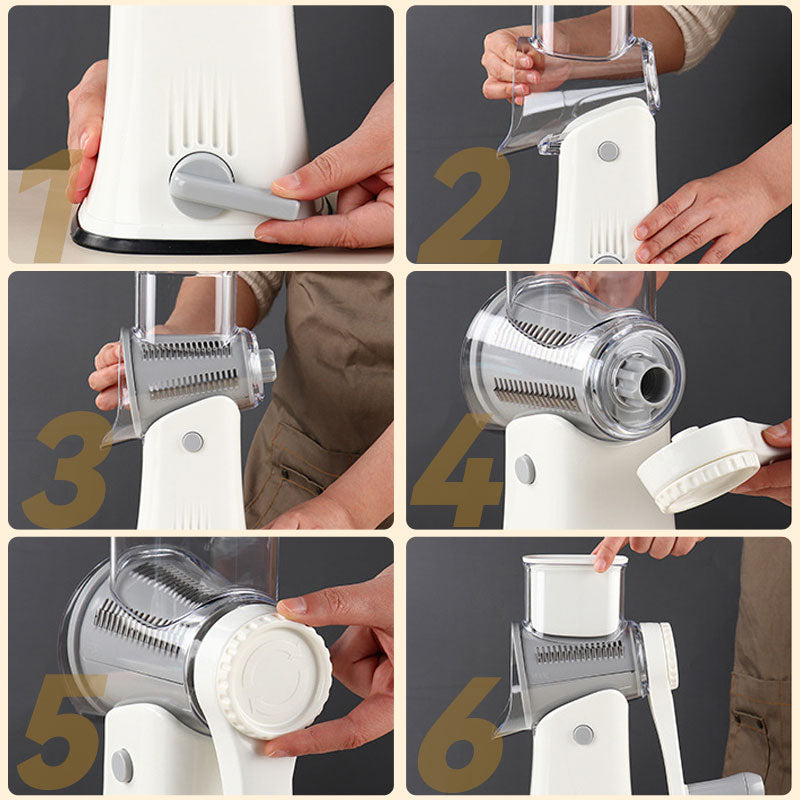 Multifunctionele keukengroente handmatige roterende hakset - met 5 messen