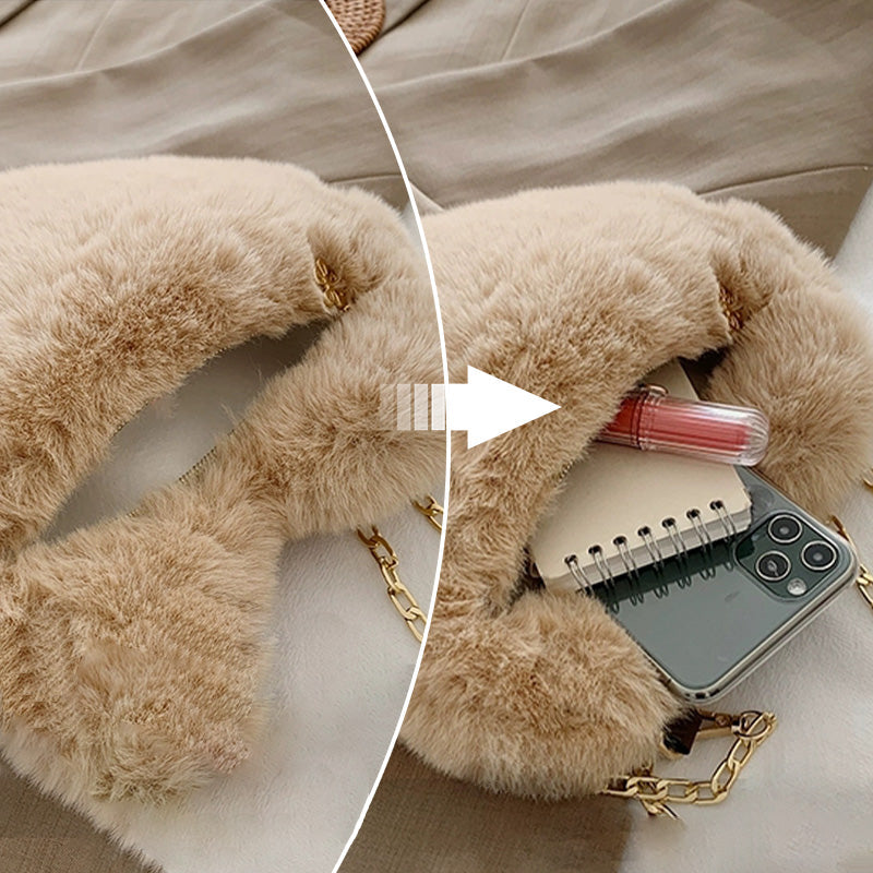 Muotin sydämenmuotoinen pörröinen olkalaukku Ystävänpäivänä