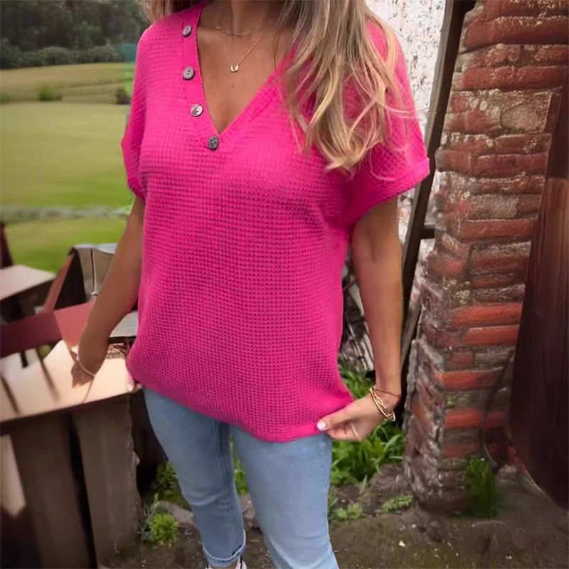 💗50%OFF🌸Naisten tyylikäs V-kaula-aukkoinen lyhythihainen toppi